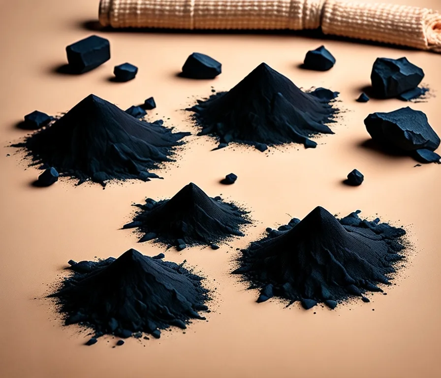 A pile of black powder on a table.