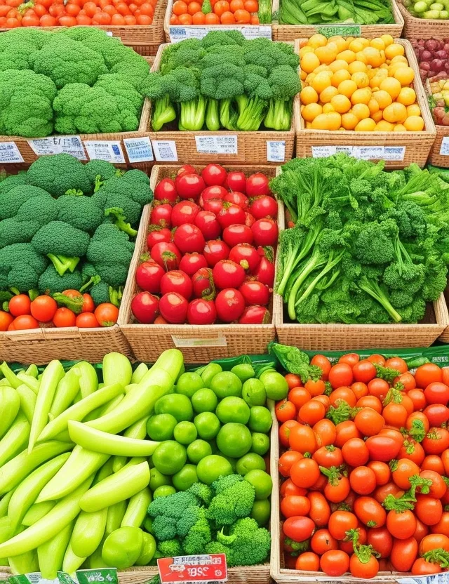 Many different types of vegetables are displayed in crates.