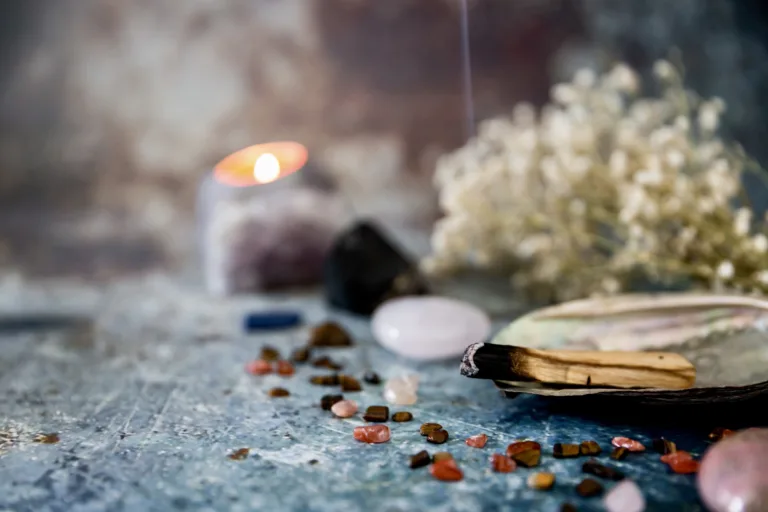 Image showcasing Palo Santo essential oil in a bottle with the Palo Santo tree in the background.