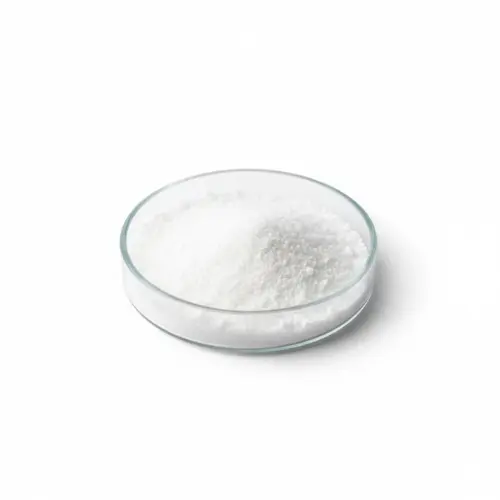 White powder in a glass dish.