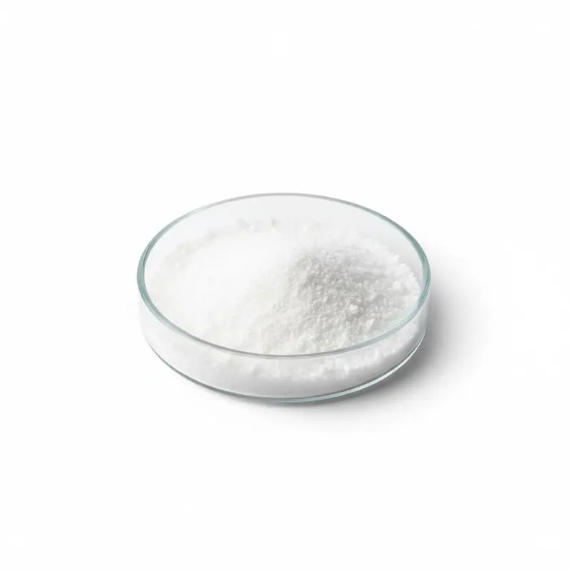 White powder in a glass dish.
