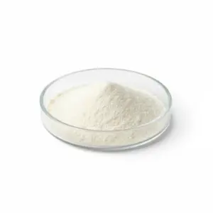 White powder in glass dish on white background