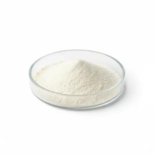 White powder in glass dish on white background