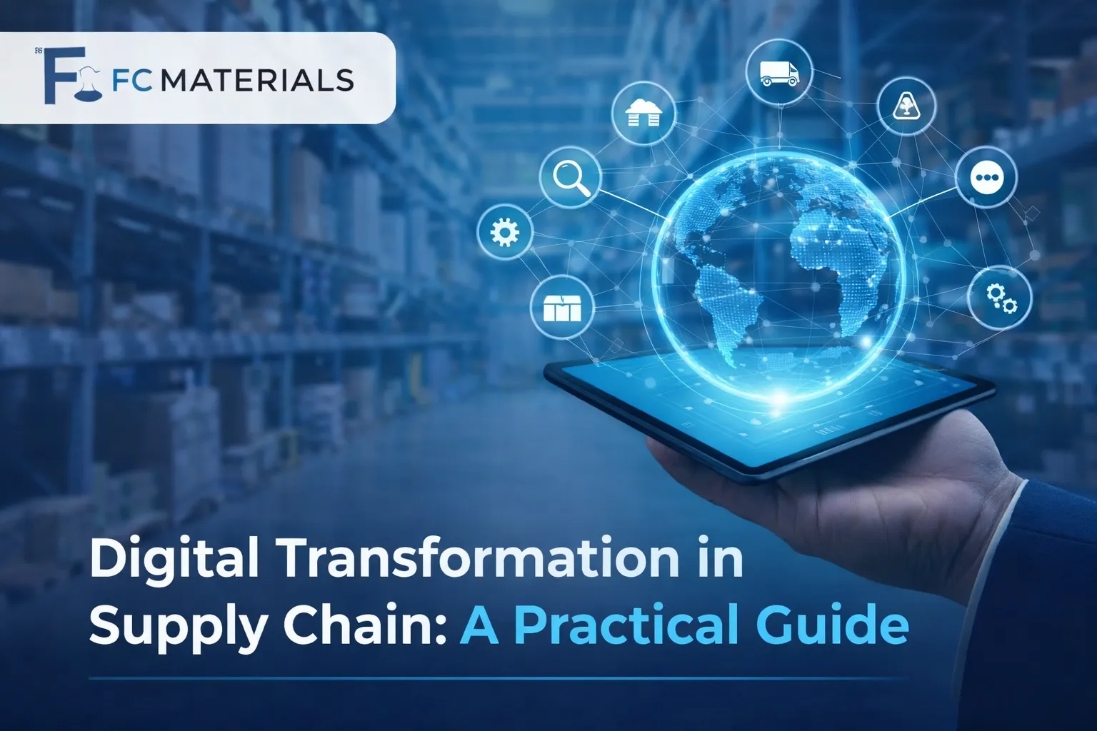 Digital supply chain transformation guide with globe graphic