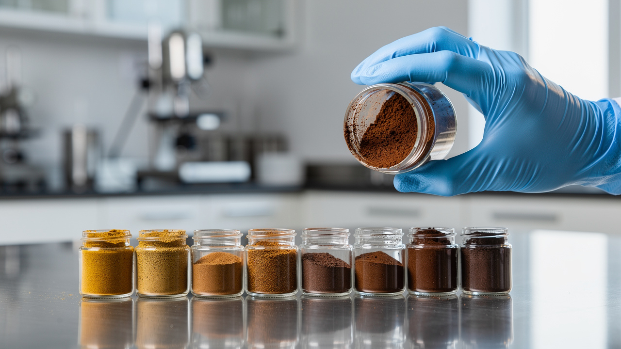 Coffee powder quality control samples in laboratory setting