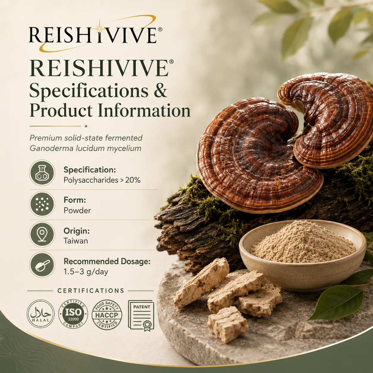 ReishiVive reishi mushroom powder product display