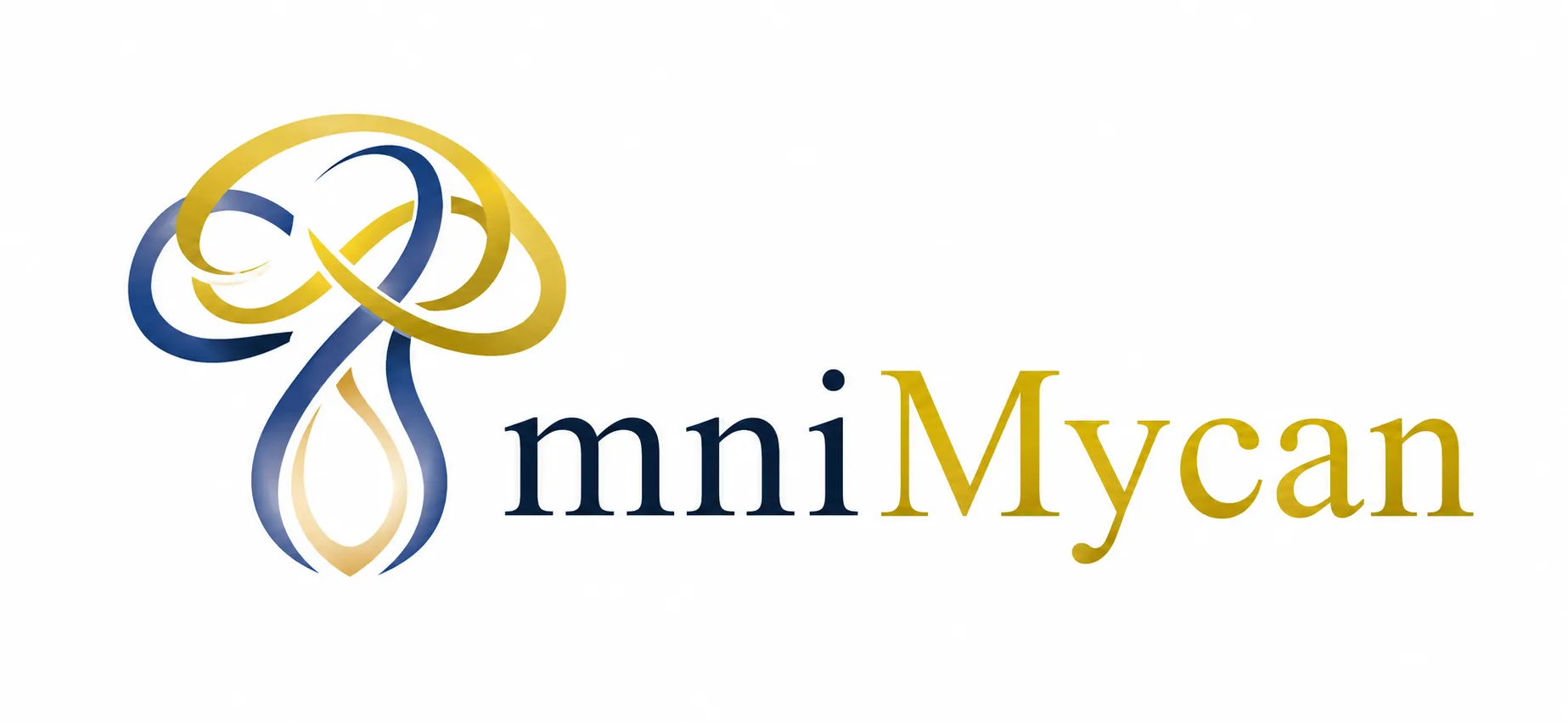 OmniMycan blue and gold abstract logo