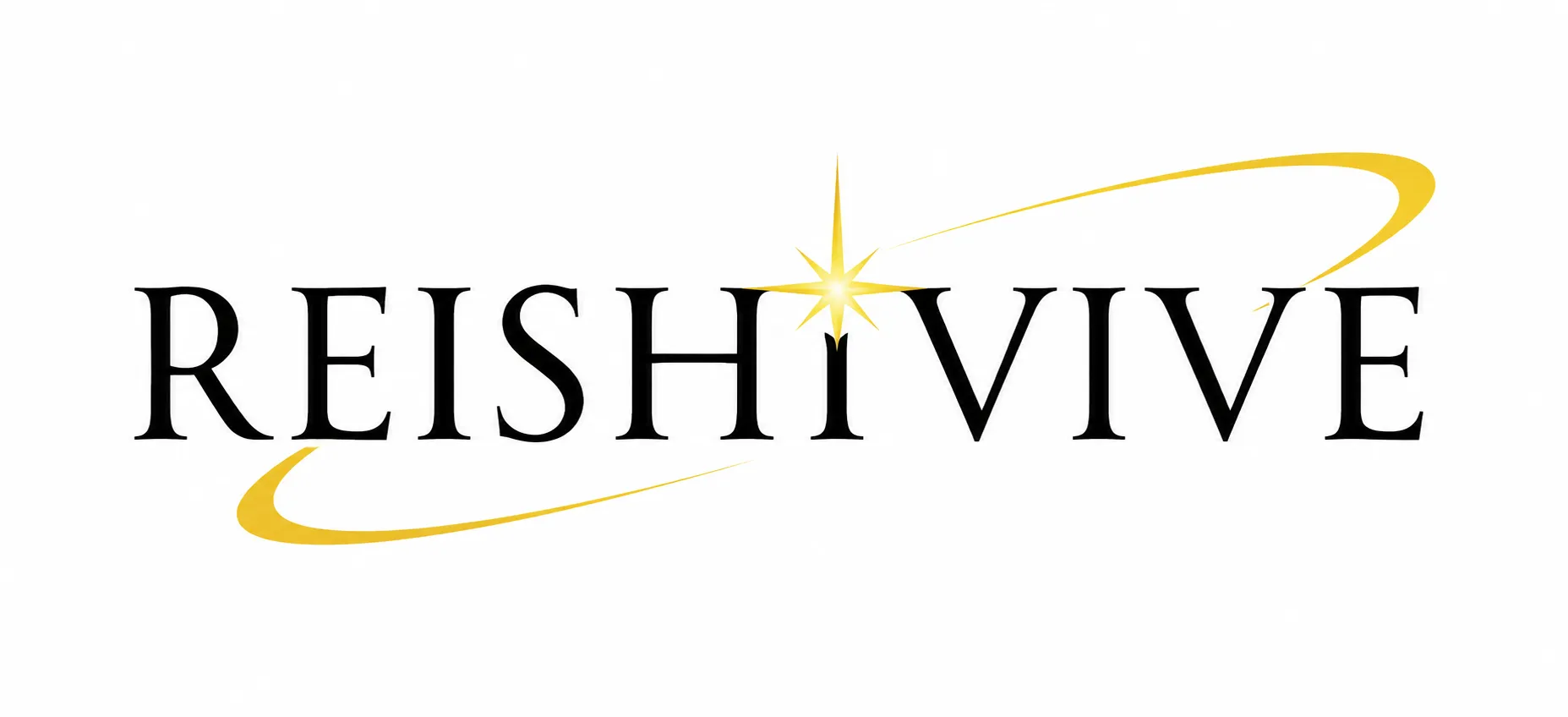 Reishivive logo with gold swoosh and star