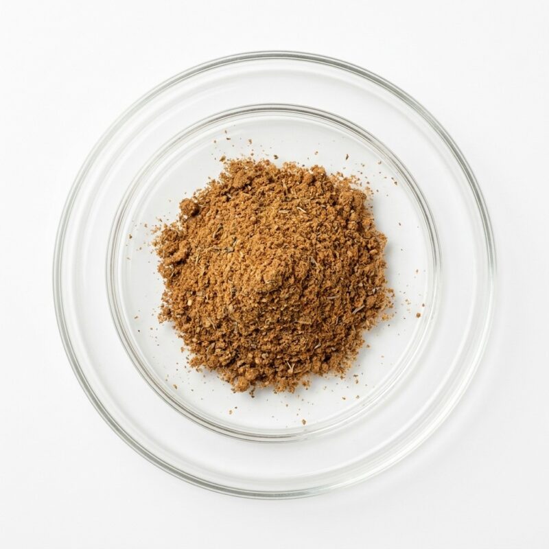 beef-seasoning-powder Brown beef seasoning flavor powder in a glass petri dish