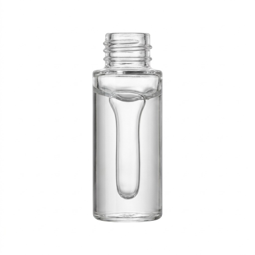 Clear cosmetic active liquid in a glass bottle