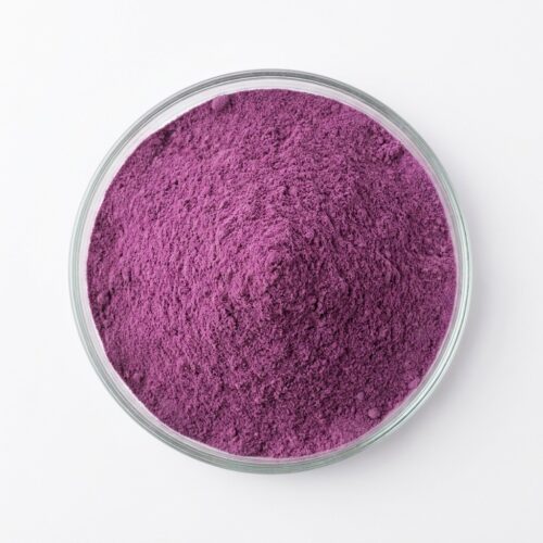 Purple Potato Powder - Natural Coloring & Seasoning Ingredient Vivid purple potato powder in a glass petri dish