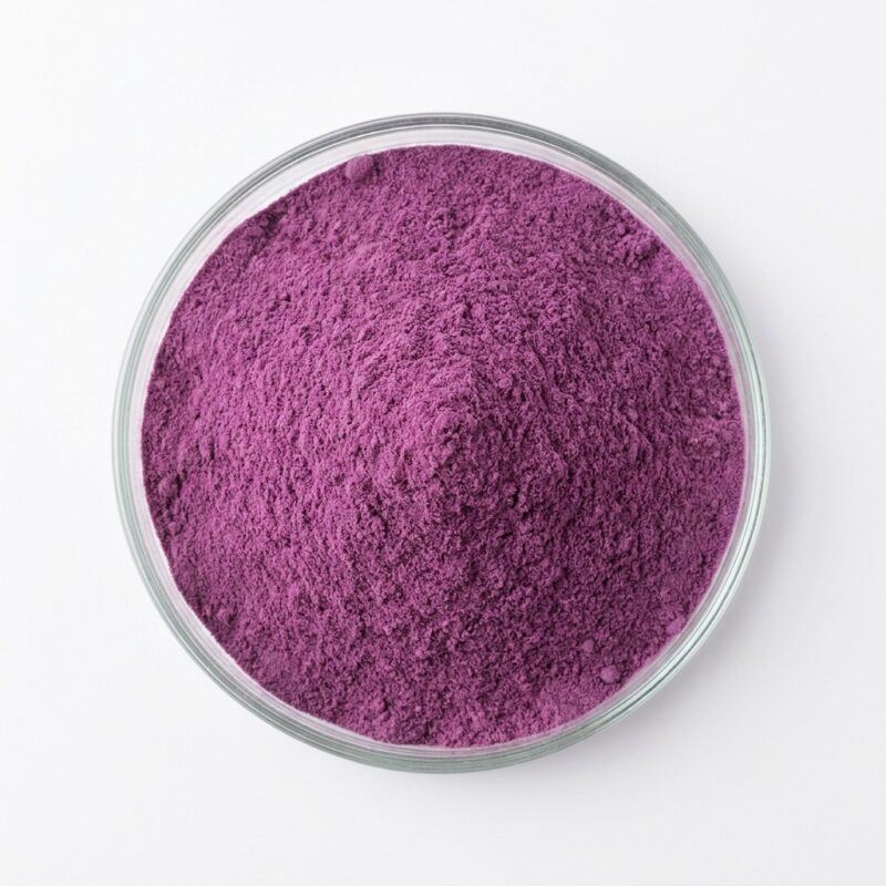 Purple Potato Powder - Natural Coloring & Seasoning Ingredient Vivid purple potato powder in a glass petri dish