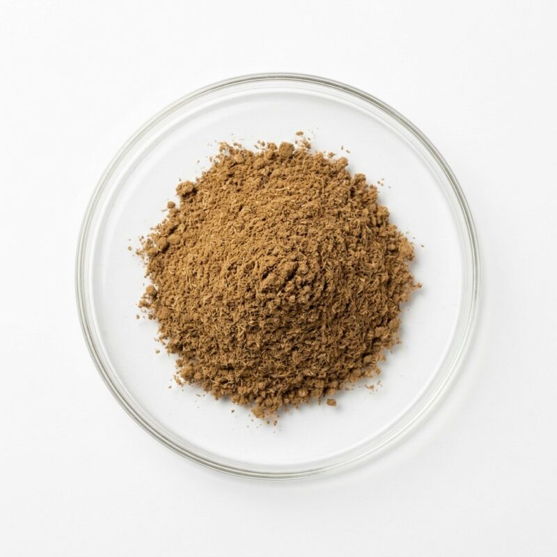 licorice-root-extract-powder Brown licorice root extract powder in a glass petri dish