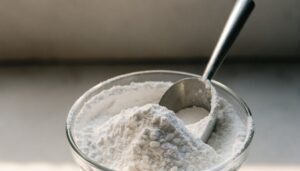 Fine white maltodextrin powder in a bowl