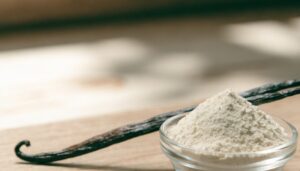 Vanilla bean pod and vanilla powder, editorial food photography