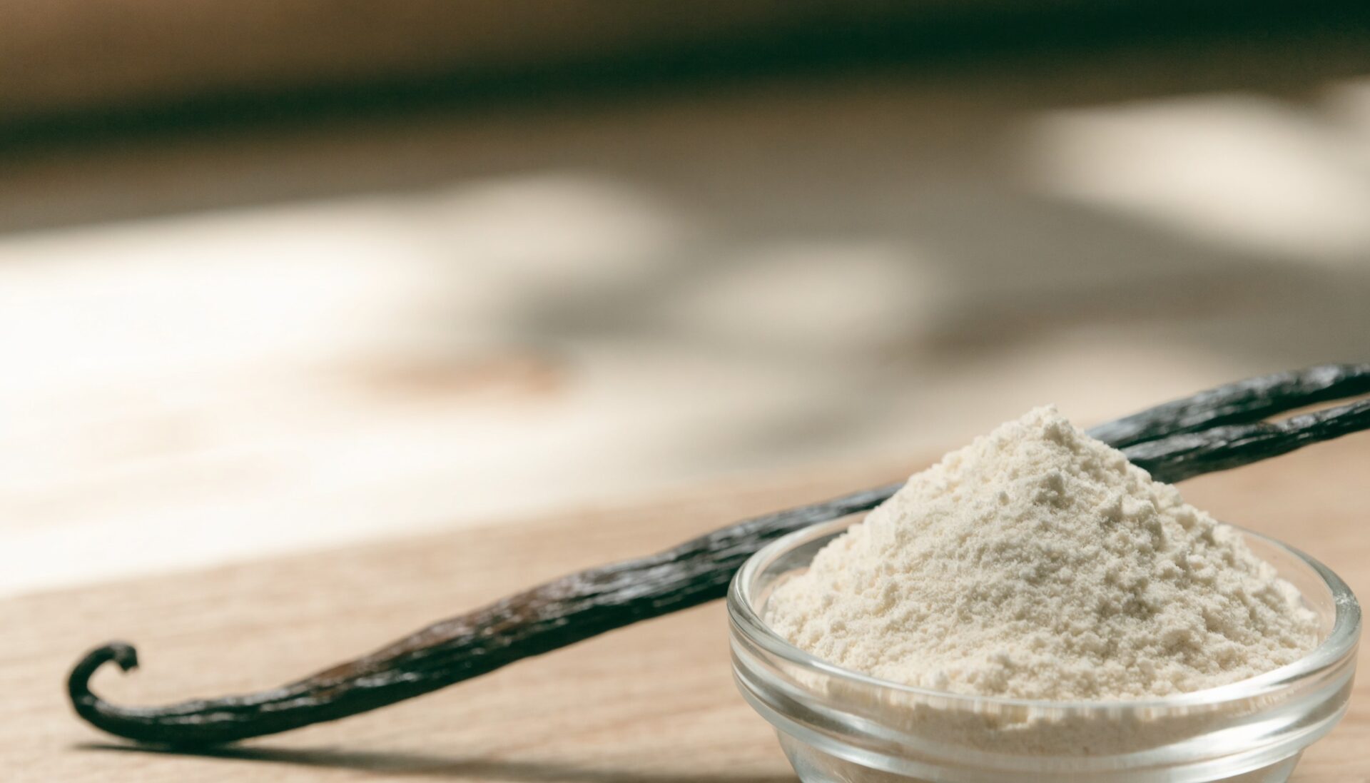 Vanilla bean pod and vanilla powder, editorial food photography