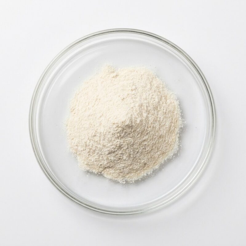 xanthan-gum-powder Off-white xanthan gum powder in a glass petri dish