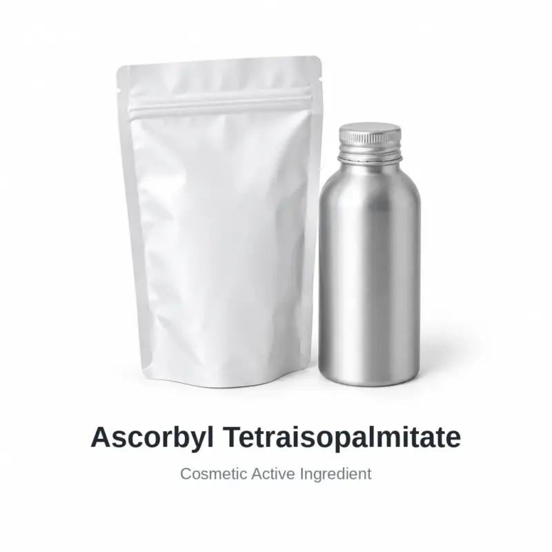 Ascorbyl Tetraisopalmitate Ascorbyl Tetraisopalmitate cosmetic ingredient, sample containers on a white background