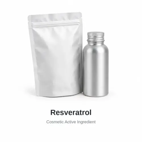 Resveratrol Resveratrol cosmetic ingredient, sample containers on a white background