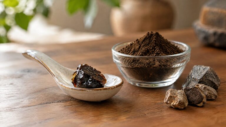 Shilajit resin beside shilajit powder