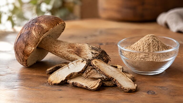 Tiger milk mushroom with dried sclerotium slices and powder